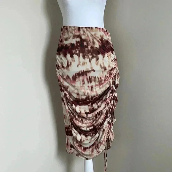 Calvin Klein Print Ruched Midi Skirt​​ - Picture 1 of 10
